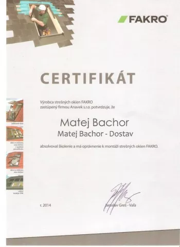 Certifikát Dostav